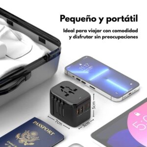 Adaptador Universal 20W PD QC de Viaje con Carga Rápida | 4 Puertos USB Tipo C + A | Internacional AU/US/UK/EU
