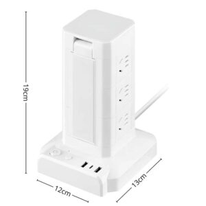 Alargue vertical multifunción con lámpara LED 9 tomas
