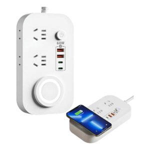Alargue multifuncional 60w | USB, Type C, carga inalámbrica
