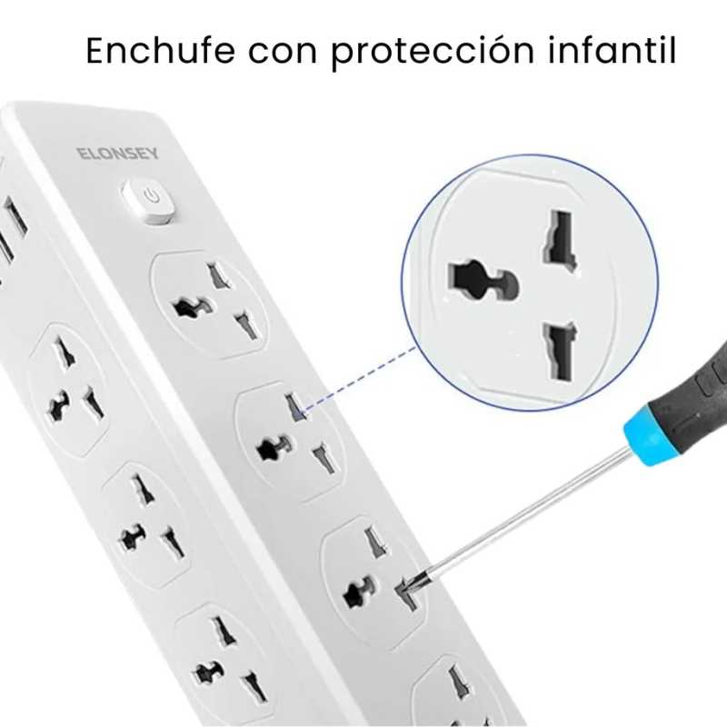 Zapatilla alargue doble cara 8 tomas con 3 USB y 1 Type-C - Image 11