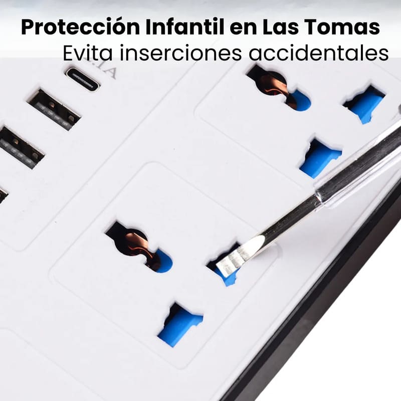 Alargue prolongador 6 tomas con 3 usb y tipo c | 2 metros - Image 5