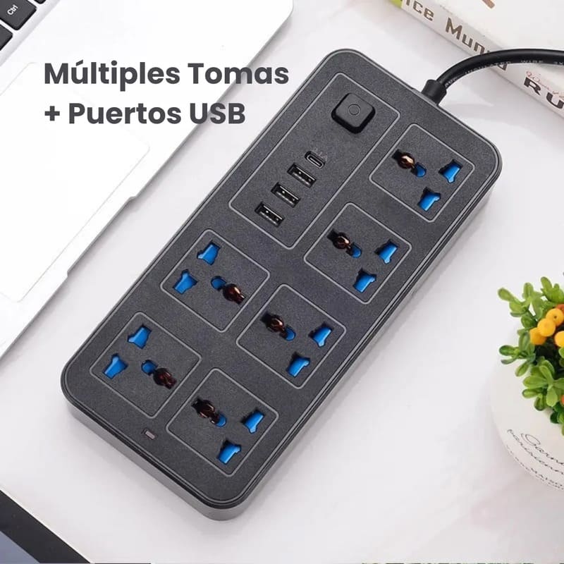 Alargue prolongador 6 tomas con 3 usb y tipo c | 2 metros - Image 3