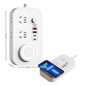 Alargue multifuncional 60w | USB, Type C, carga inalámbrica