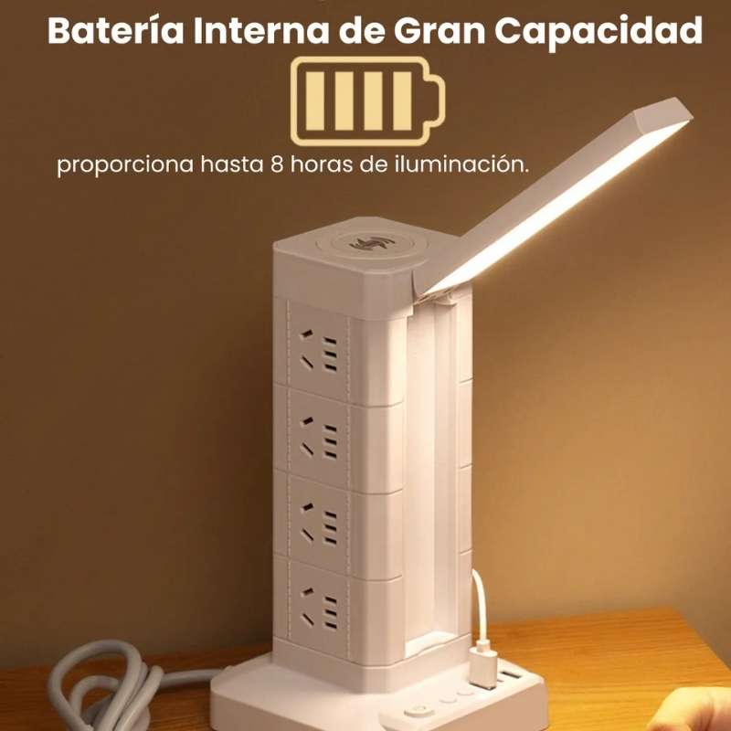Alargue vertical multifunción con lámpara LED 12 tomas - Image 4
