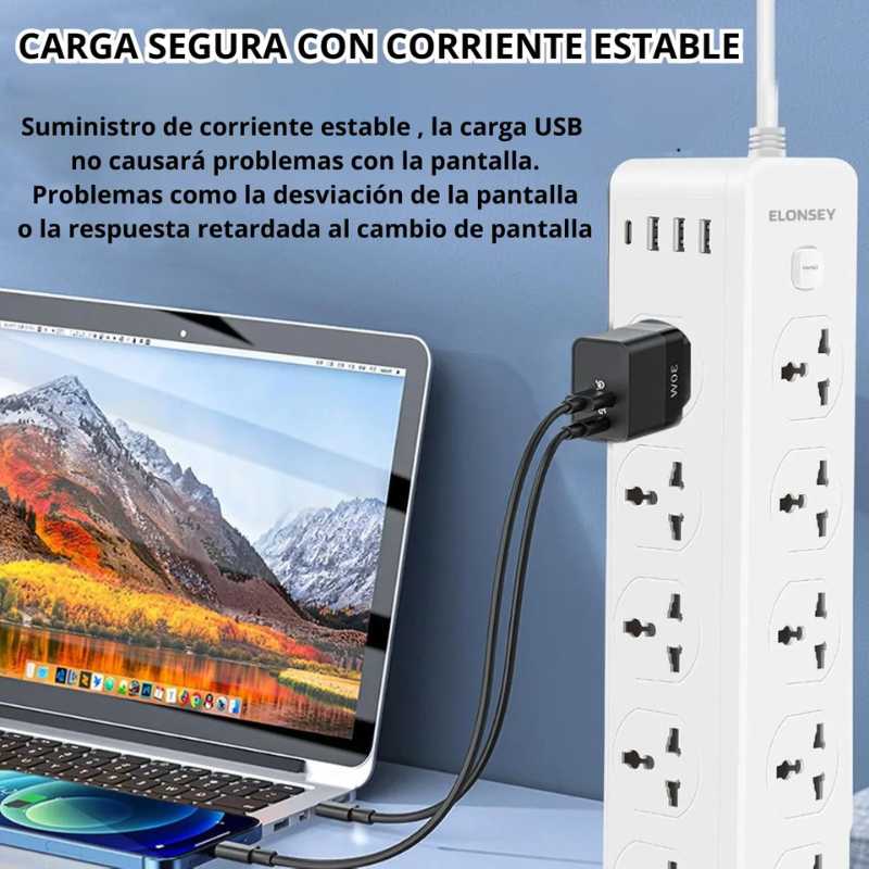 Zapatilla alargue doble cara 8 tomas con 3 USB y 1 Type-C - Image 9