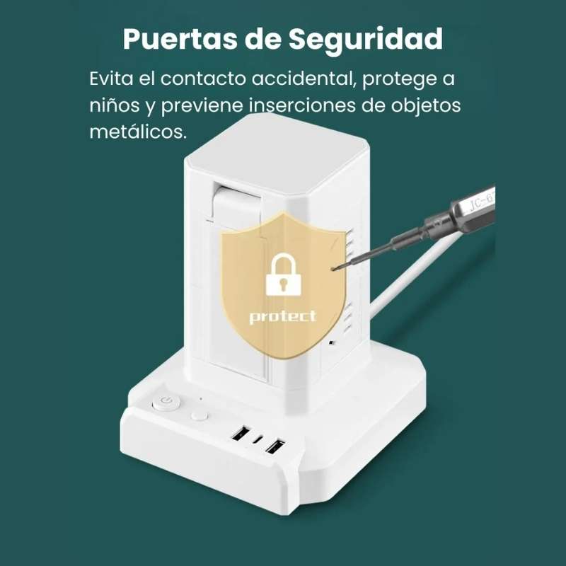 Alargue vertical multifunción con lámpara LED 12 tomas - Image 8