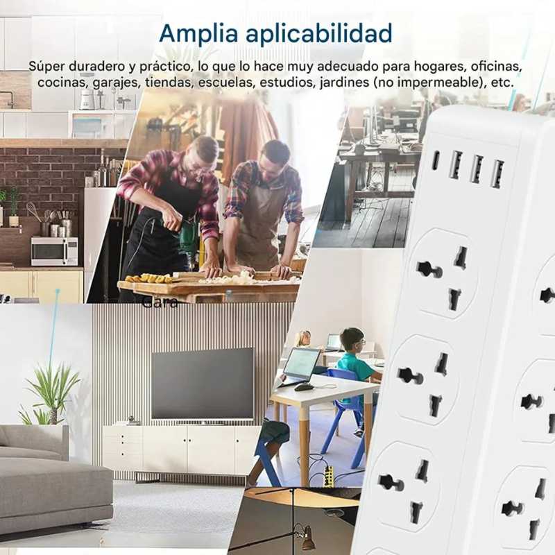 Zapatilla alargue doble cara 8 tomas con 3 USB y 1 Type-C - Image 8