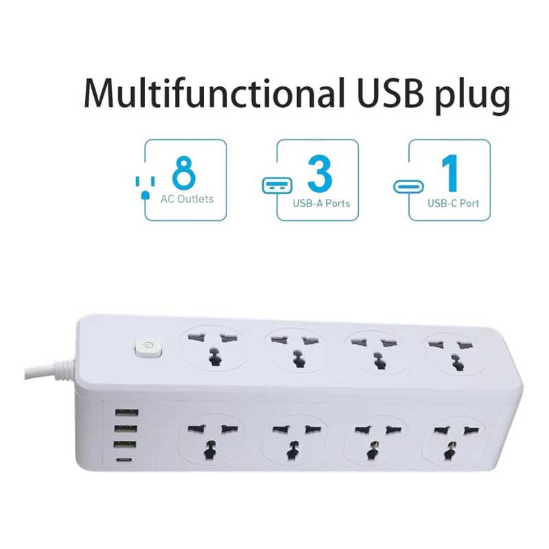 Zapatilla alargue doble cara 8 tomas con 3 USB y 1 Type-C - Image 5