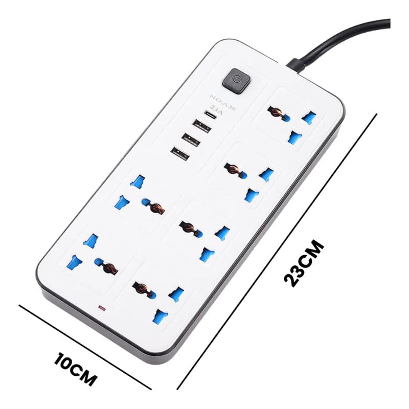 Alargue prolongador 6 tomas con 3 usb y tipo c | 2 metros - Image 2